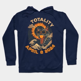 Totality April 8 2024 Funny Cat In Sunglasses Solar Eclipse Hoodie